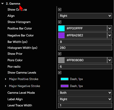 GammaEdge mostrando la configuracion de Gamma